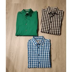 Express Dress Shirt Bundle Size Small Fitted Plaid and Solid Green blue black